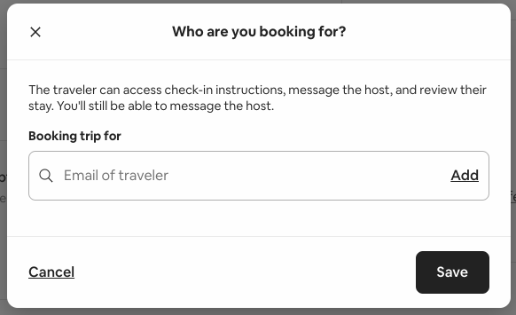 The traveler search window that can be used to find travelers to add to a trip