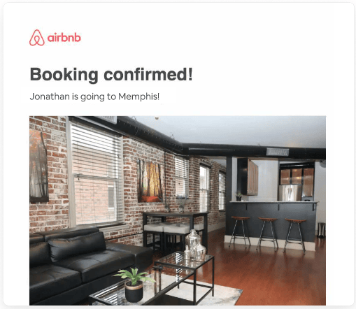 The booking confirmation screen