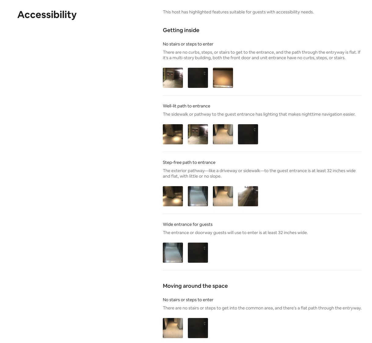 Photos and descriptions of features suitable for guests with accessibility needs, which can be found on each trip page.